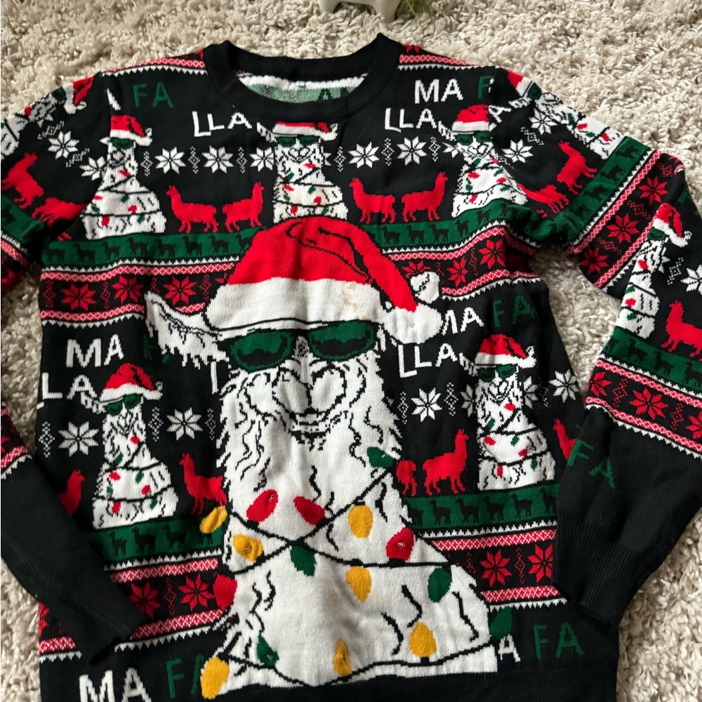 Super cute winter Christmas ugly Xmas sweater llama light up switch flas… - Picture 3 of 4